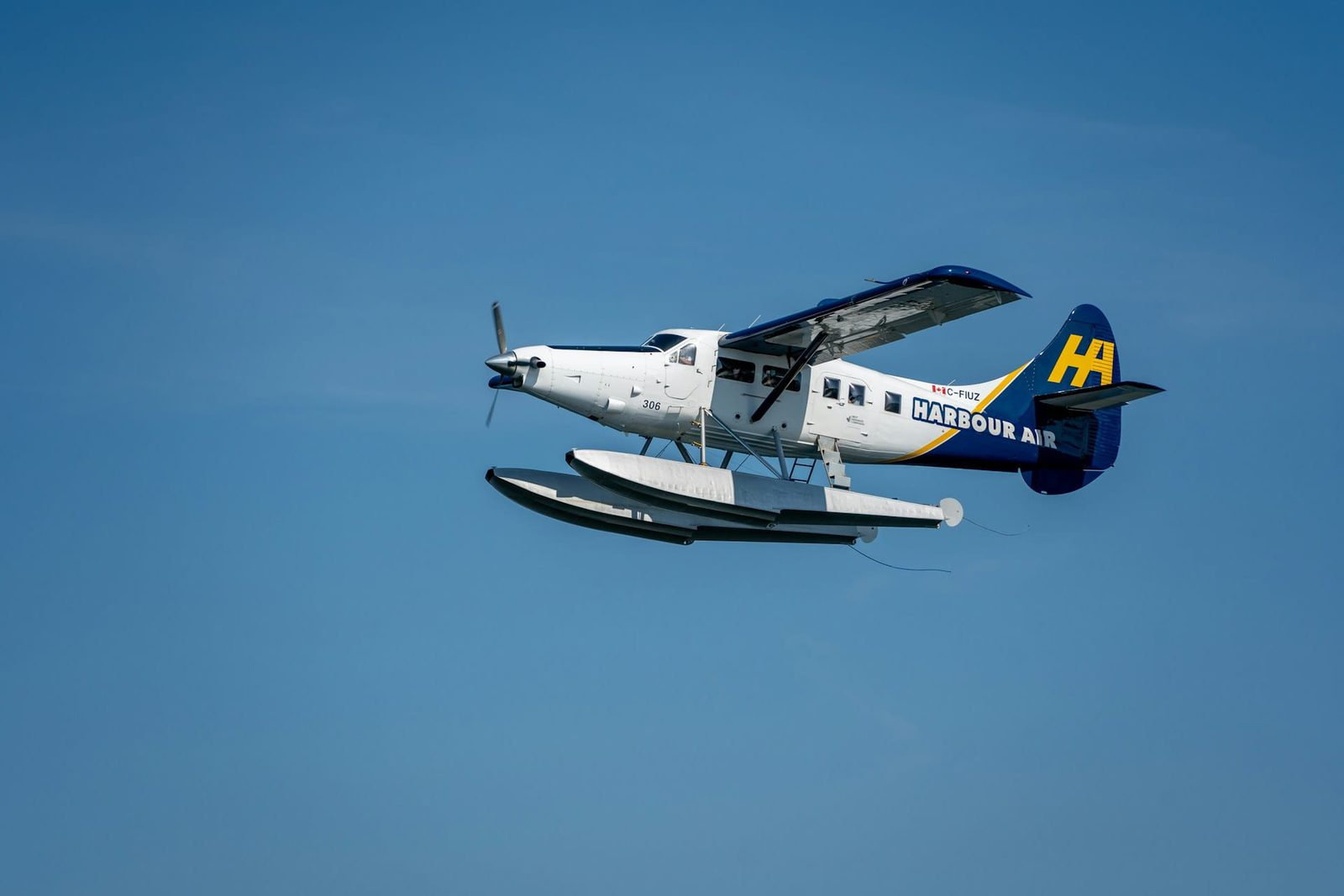 A floatplane on a remote lake in the British Columbia wilderness, Canada
