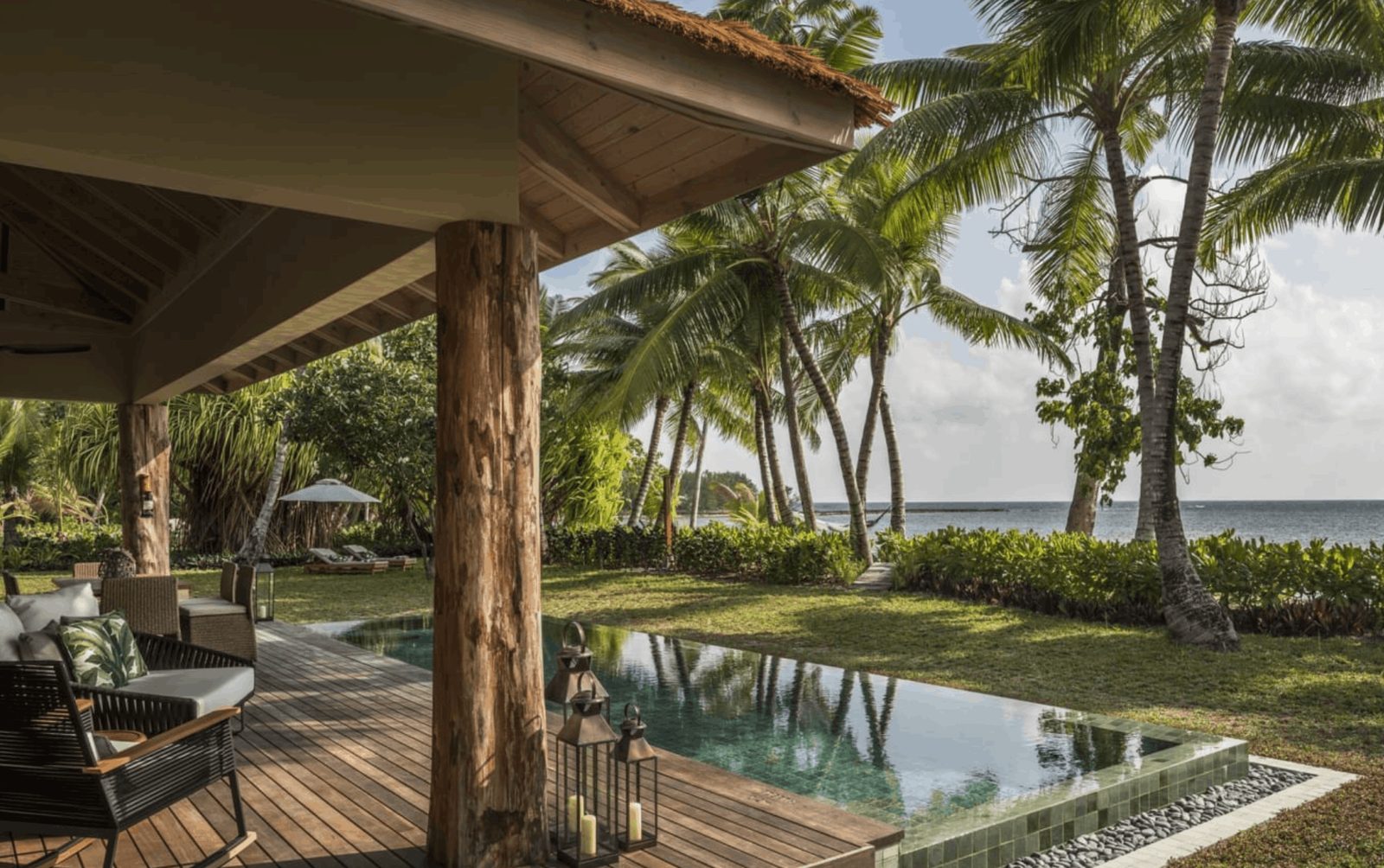 A private-pool villa with direct beach access at Four Seasons Desroches Island, Seychelles