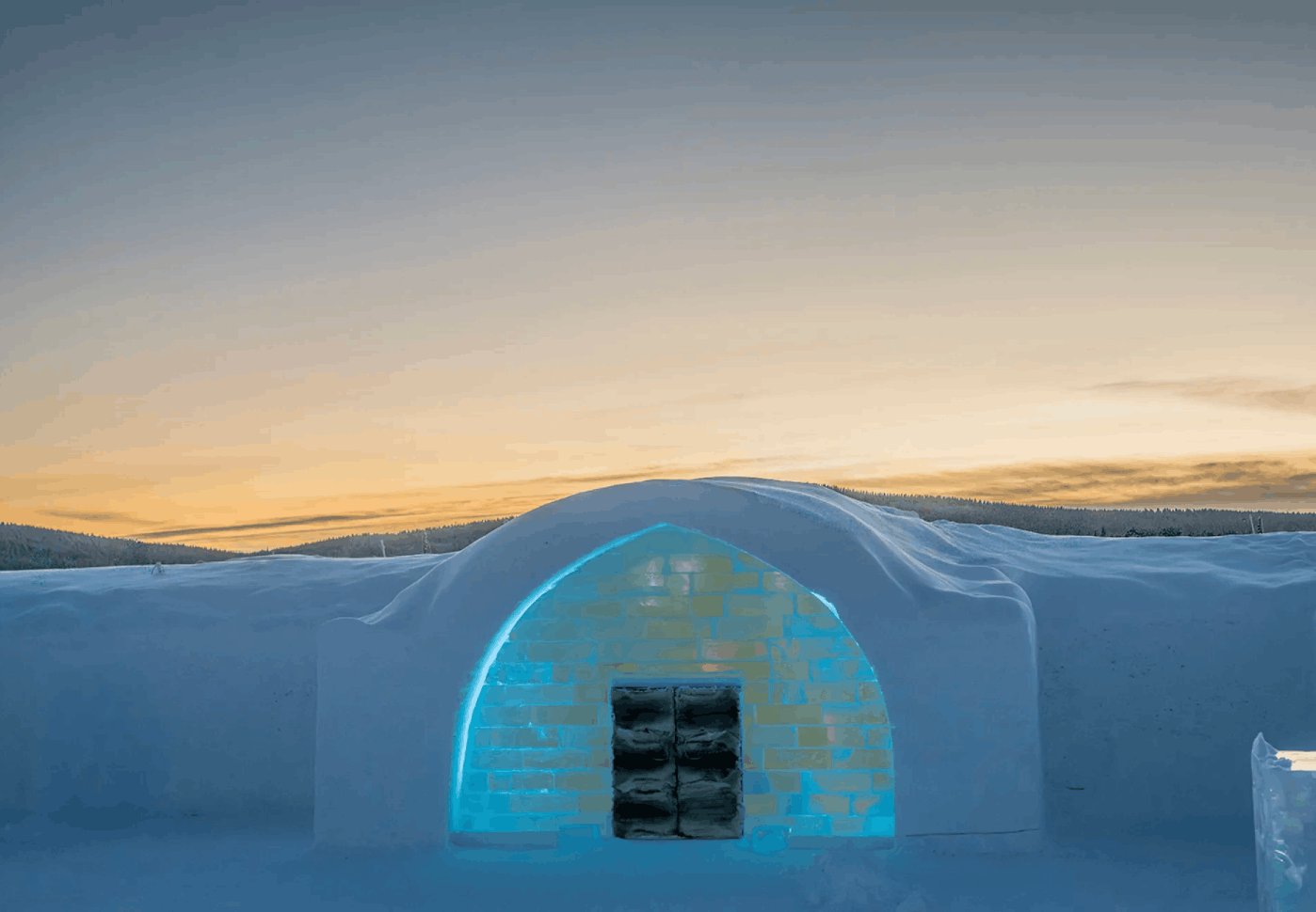 An ice-carved suite at the Icehotel in Jukkasjarvi, Swedish Lapland