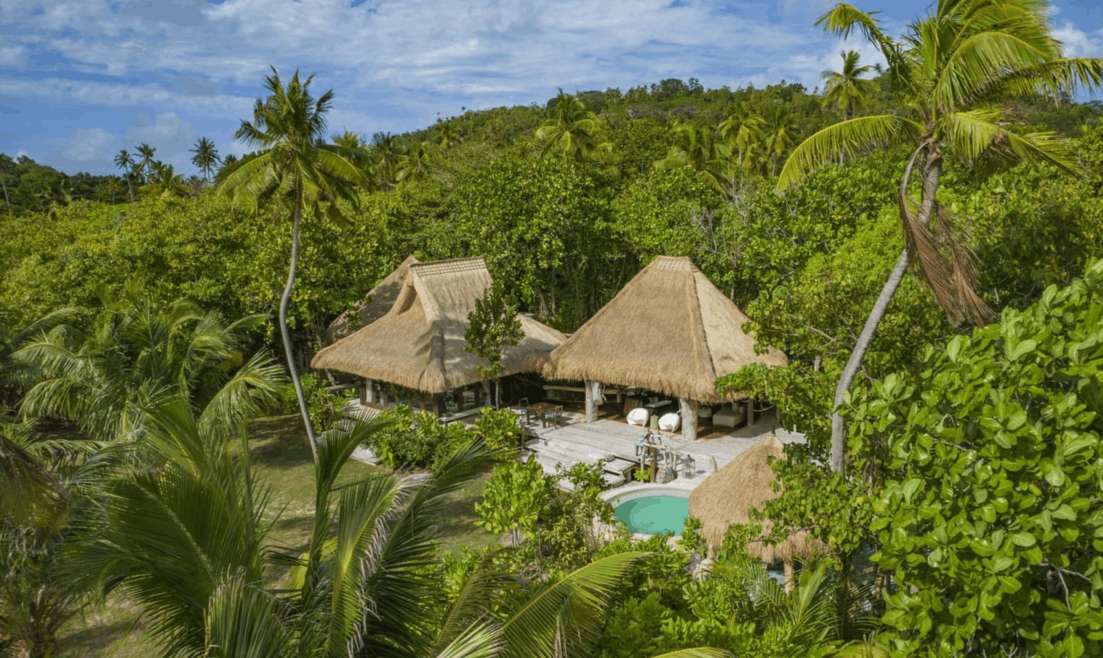 A secluded barefoot-luxury villa among the trees at North Island, Seychelles