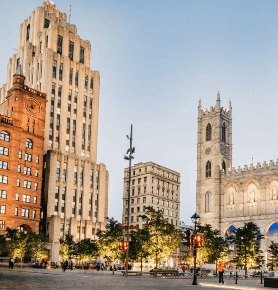 Place d'Armes and Notre-Dame Basilica in Old Montréal, Québec