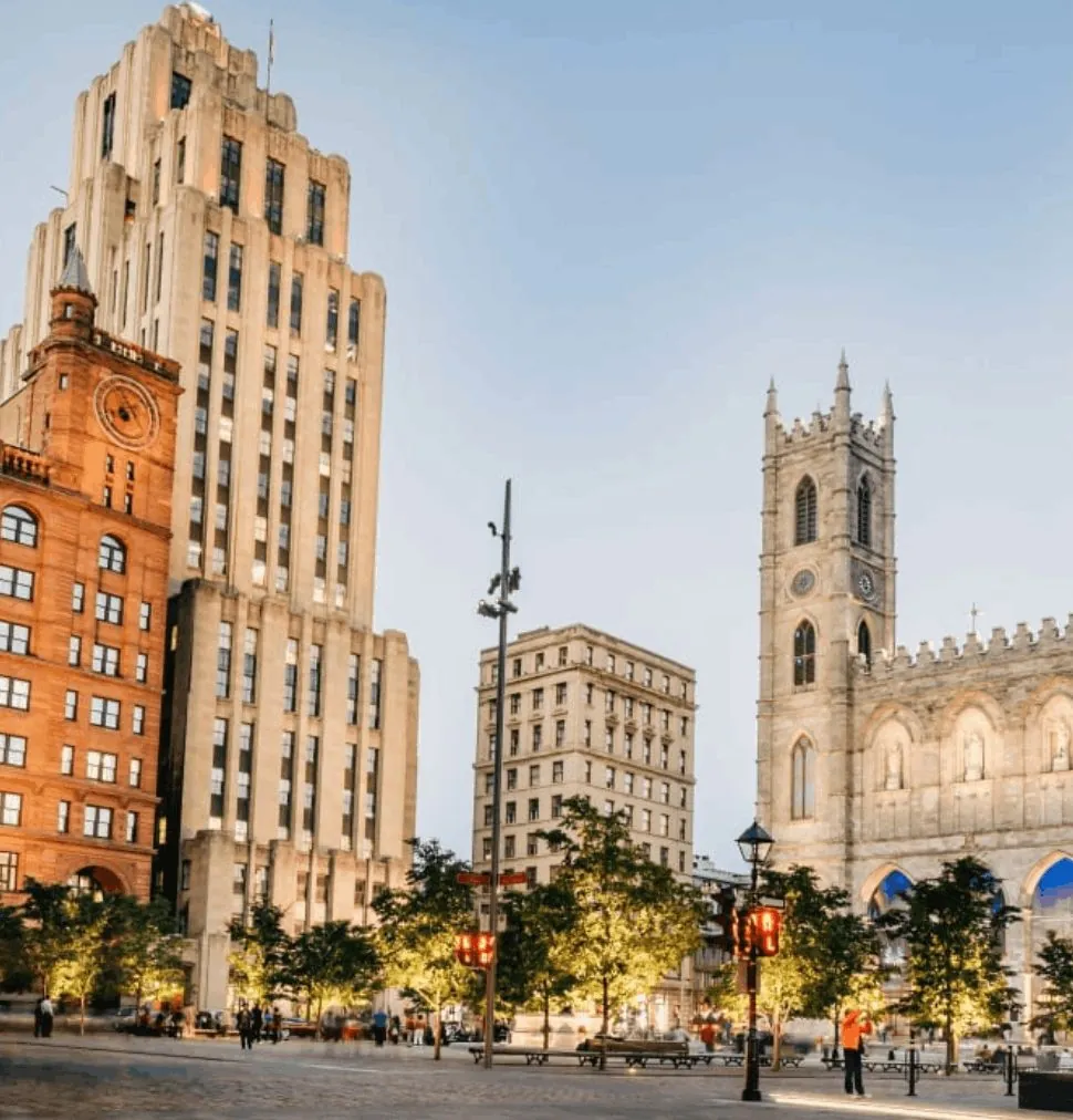 Place d'Armes and Notre-Dame Basilica in Old Montréal, Québec