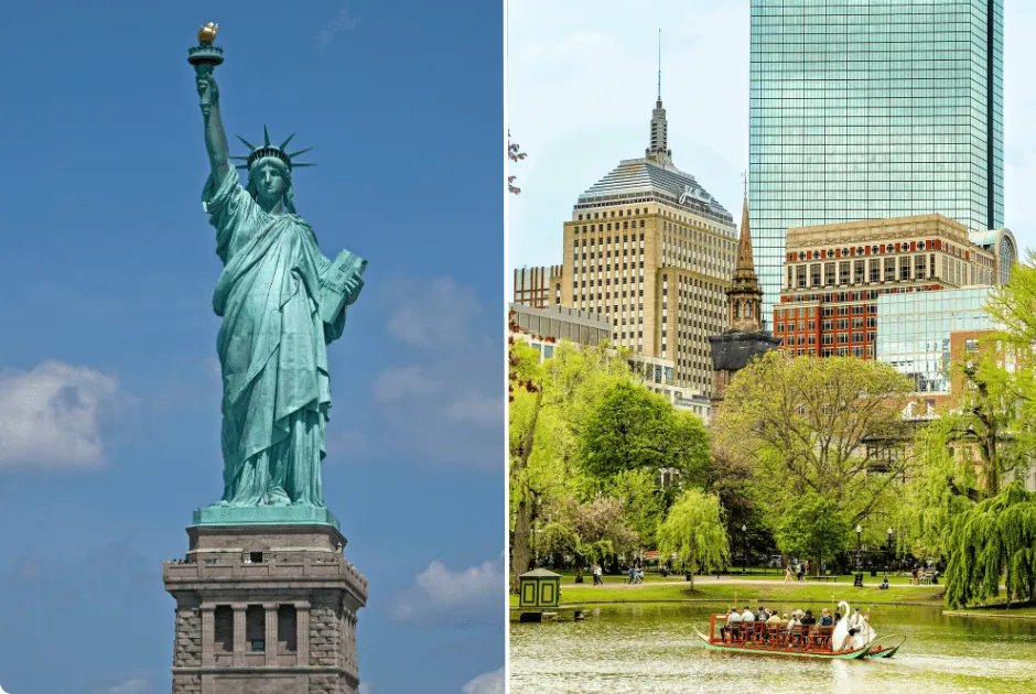 New York and Boston