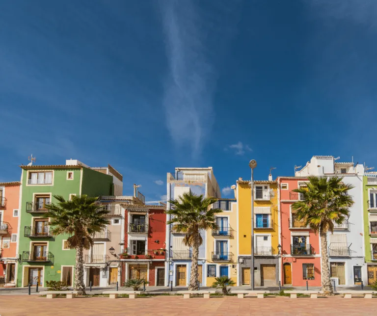 Villajoyosa, Spain - colourful Costa Blanca village with painted houses