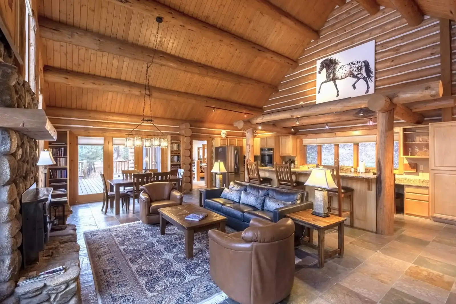 Triple Creek Ranch lodge lounge in Montana