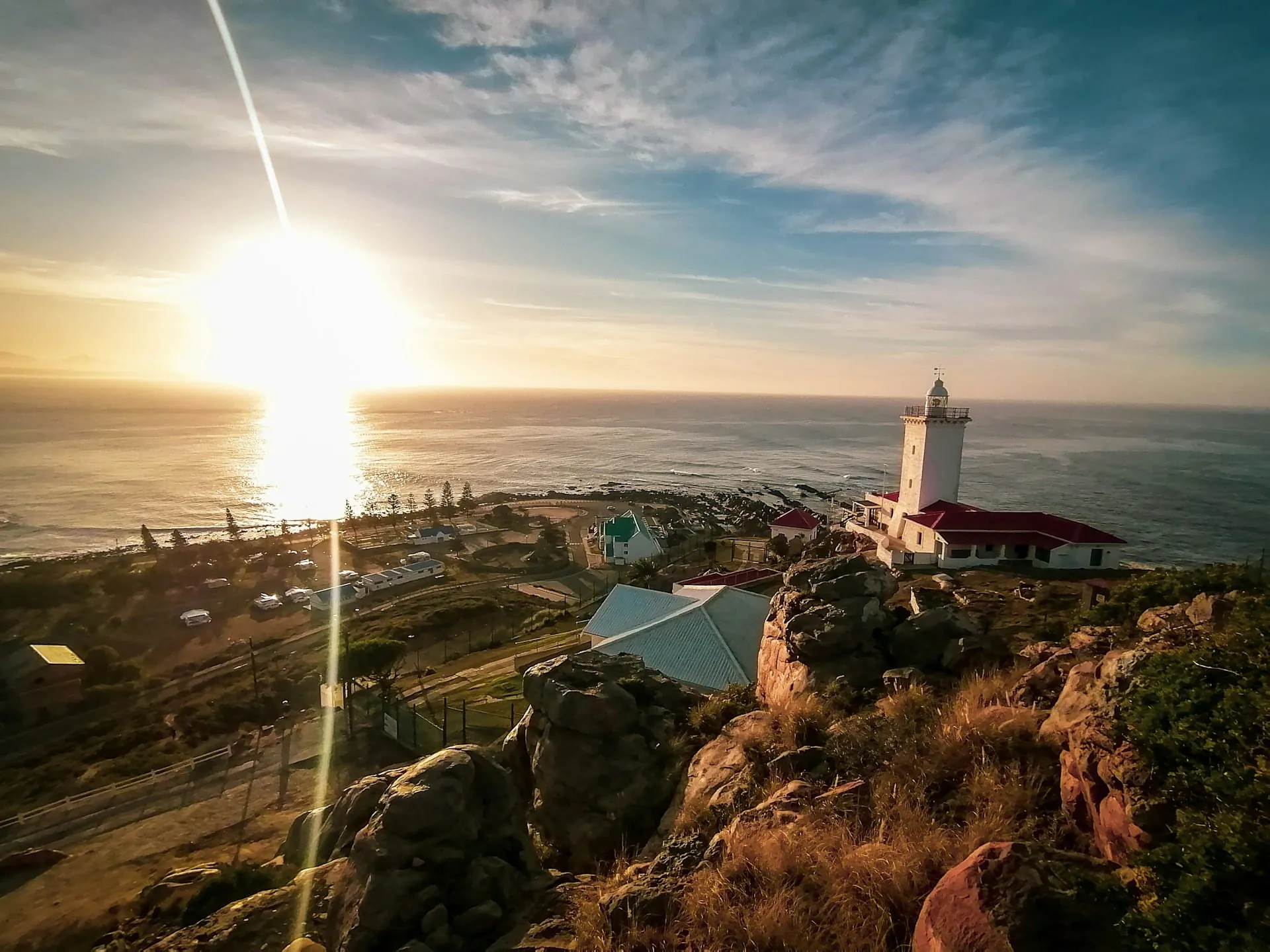 The lighthouse at Mossel Bay on South Africa's Garden Route at sunset