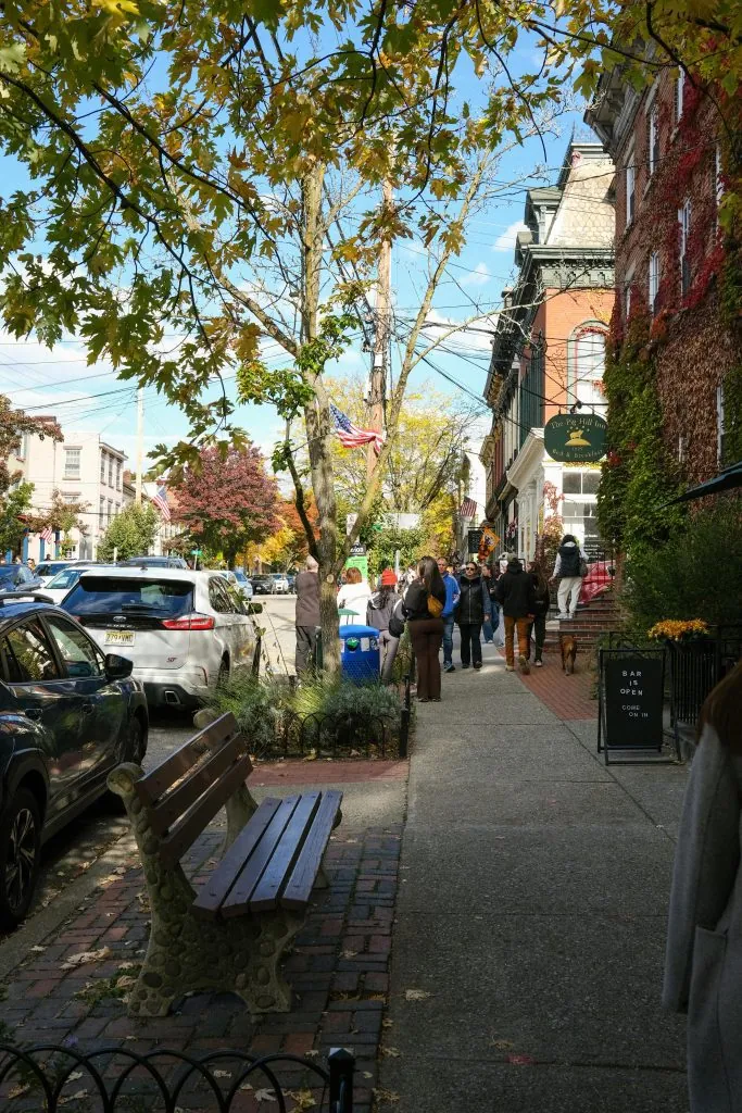 Capturing the fall ambiance on a bustling street in Cold Spring, NY.