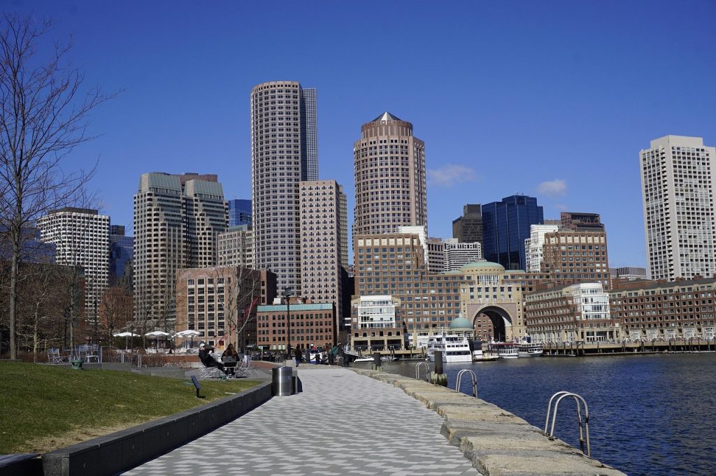 city, architecture, horizon line, skyscraper, townscape, boston, sustainability, construction, cityscape, urban, stability, morning, nature, modern, office, building, sky, buildings, the urban area, tranquility, ride, river, street, tourism, capital